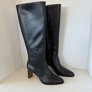 Vince Blaise Tall Leather Heeled Boots | Black | Size 6 | New Without Box